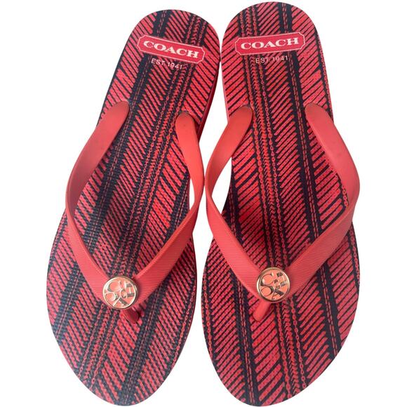 Coach Alessa Red Women Flip Flop Coral 9-10 - Picture 1 of 6